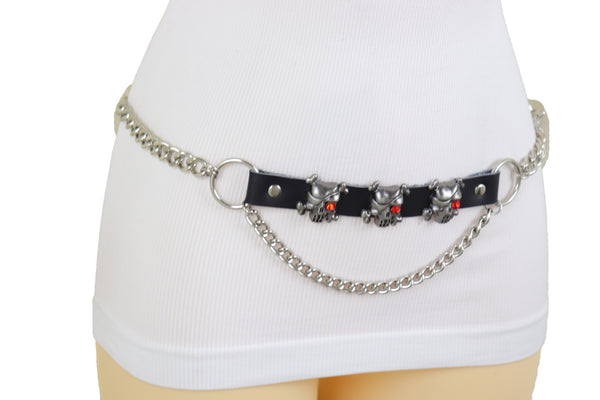 Brand New Women Fashion Belt Hip Waist Silver Metal Chain Skull Pirate Charms Plus XL XXL