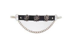 Silver Metal Chain Belt Rose Flower Charms Plus Size XL XXL