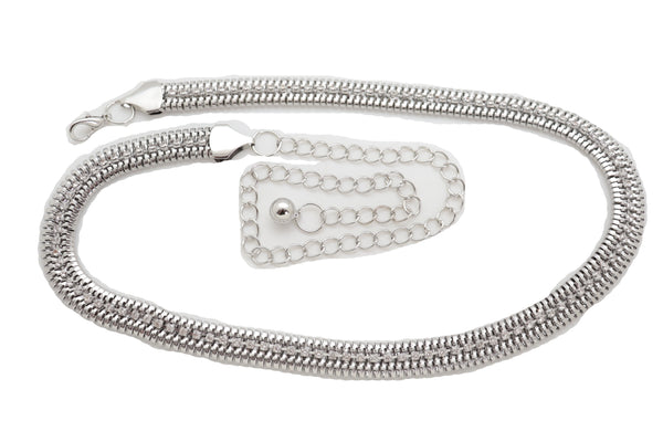 Brand New Women Silver Metal Chain Bling Skinny High Waist Hip Fashion Belt Fit Size S M L