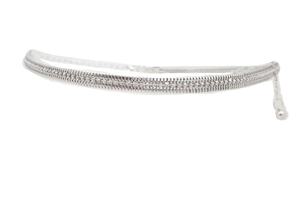 Brand New Women Silver Metal Chain Bling Skinny High Waist Hip Fashion Belt Fit Size S M L