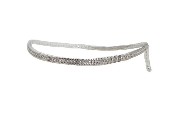 Brand New Women Silver Metal Chain Bling Skinny High Waist Hip Fashion Belt Fit Size S M L