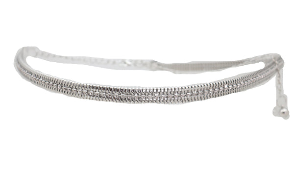 Brand New Women Silver Metal Chain Bling Skinny High Waist Hip Fashion Belt Fit Size S M L