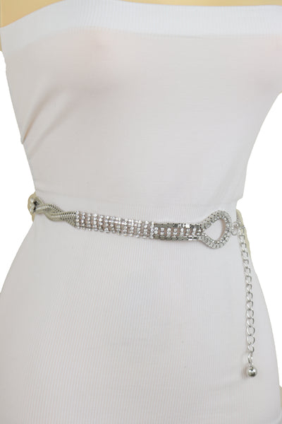 Brand New Women Silver Metal Chain Flowers Charms Belt Hip High Waist Fit Size S M