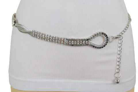 Brand New Women Silver Metal Chain Flowers Charms Belt Hip High Waist Fit Size S M