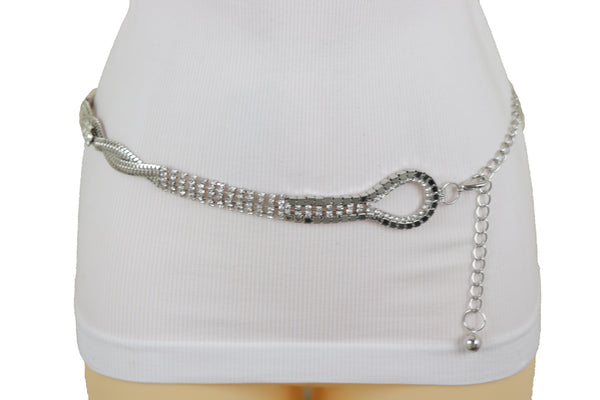Brand New Women Silver Metal Chain Flowers Charms Belt Hip High Waist Fit Size S M