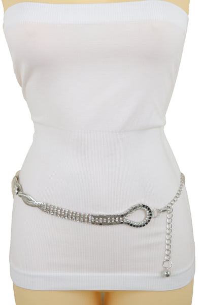 Brand New Women Silver Metal Chain Flowers Charms Belt Hip High Waist Fit Size S M
