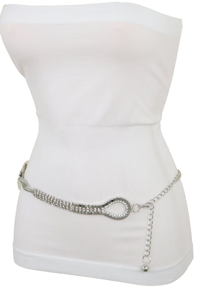 Brand New Women Silver Metal Chain Flowers Charms Belt Hip High Waist Fit Size S M