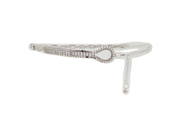 Brand New Women Silver Metal Chain Flowers Charms Belt Hip High Waist Fit Size S M