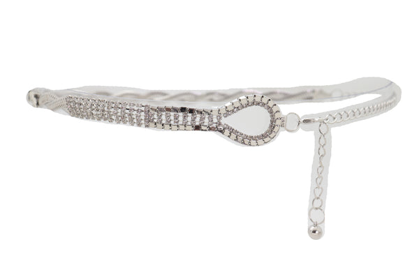 Brand New Women Silver Metal Chain Flowers Charms Belt Hip High Waist Fit Size S M