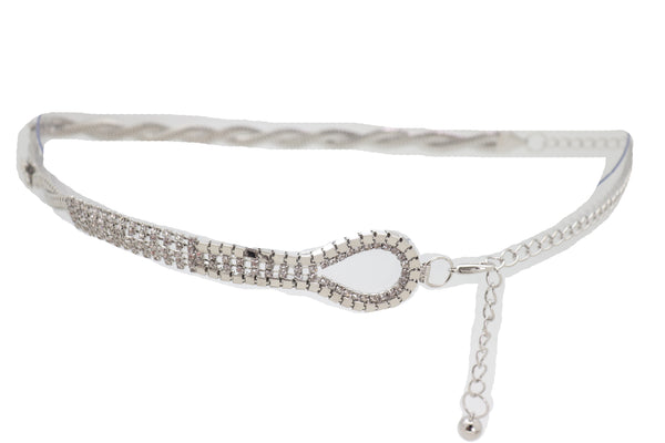 Brand New Women Silver Metal Chain Flowers Charms Belt Hip High Waist Fit Size S M