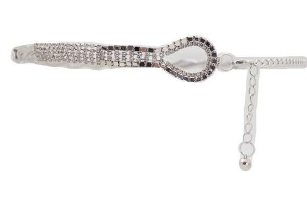 Brand New Women Silver Metal Chain Flowers Charms Belt Hip High Waist Fit Size S M