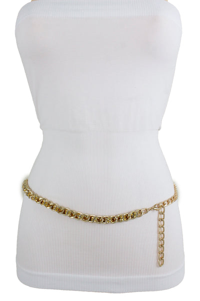 Women Gold Metal Chain Mesh Fabric Bling Fashion Belt Pant Loop Plus Size XL XXL
