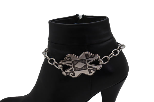 Brand New Women Silver Metal Chain Western Boot Bracelet Shoe Ethnic Charm Anklet Jewelry
