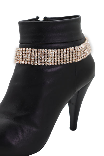 Brand New Women Gold Metal Chain Boot Bracelet Shoe Rhinestones Bling Charm Jewelry Anklet