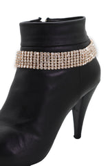 Gold Metal Chain Boot Bracelet Shoe Rhinestones Bling Charm