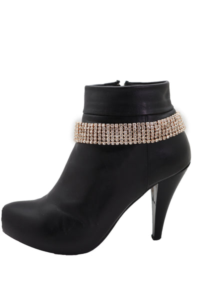 Brand New Women Gold Metal Chain Boot Bracelet Shoe Rhinestones Bling Charm Jewelry Anklet