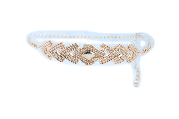 Brand New Women Skinny Belt Hip Waist Gold Metal Chain Arrowhead Charm Size Buckle M L XL