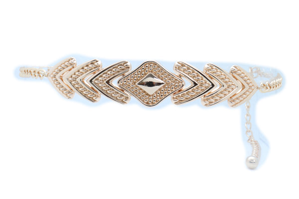 Brand New Women Skinny Belt Hip Waist Gold Metal Chain Arrowhead Charm Size Buckle M L XL