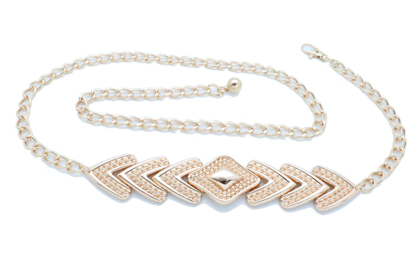 Brand New Women Skinny Belt Hip Waist Gold Metal Chain Arrowhead Charm Size Buckle M L XL