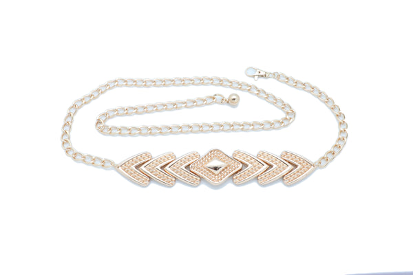Brand New Women Skinny Belt Hip Waist Gold Metal Chain Arrowhead Charm Size Buckle M L XL