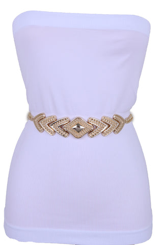Brand New Women Skinny Belt Hip Waist Gold Metal Chain Arrowhead Charm Size Buckle M L XL