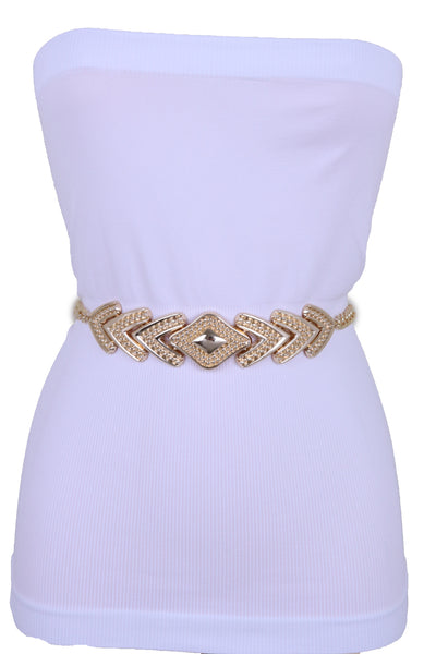 Women Fashion Belt Hip Waist Gold Metal Chain Link Arrowhead Charm Buckle Adjustable Band Plus Size XL XXL