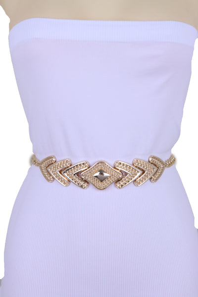 Women Fashion Belt Hip Waist Gold Metal Chain Link Arrowhead Charm Buckle Adjustable Band Plus Size XL XXL
