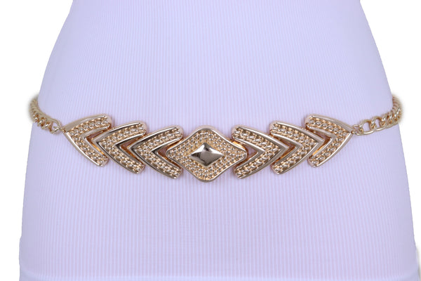 Women Fashion Belt Hip Waist Gold Metal Chain Link Arrowhead Charm Buckle Adjustable Band Plus Size XL XXL