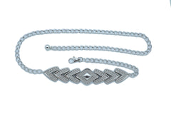 Fancy Belt Hip Waist Silver Metal Chain Arrowhead Buckle M L XL
