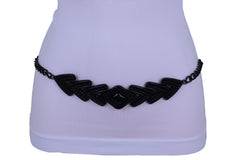 Women Belt Hip High Waist Black Metal Chain Geometric Arrowhead Charm Adjustable Plus Size Fit XL XXL