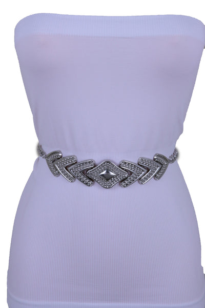 Brand New Women Fashion Belt Hip Waist Silver Metal Chain Arrowhead Charm Buckle XS S M