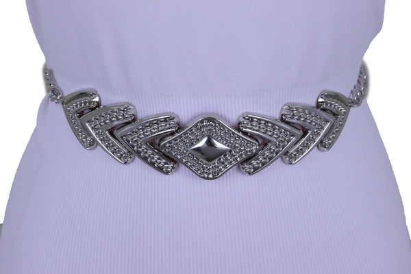 Brand New Women Fashion Fancy Belt Hip Waist Silver Metal Chain Arrowhead Buckle M L XL