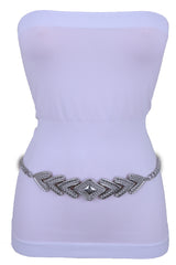 Fancy Belt Hip Waist Silver Metal Chain Arrowhead Buckle M L XL