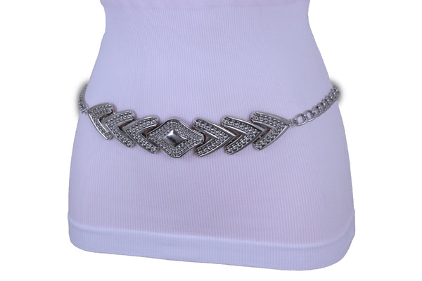 Brand New Women Fashion Belt Hip Waist Silver Metal Chain Arrowhead Charm Buckle XS S M