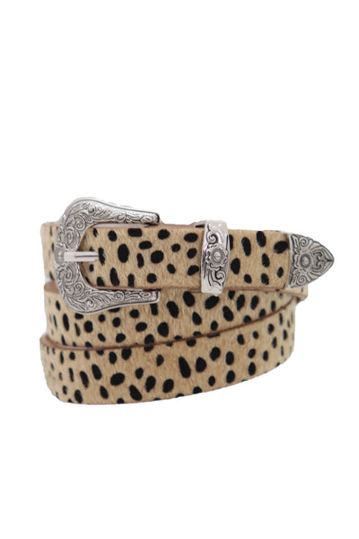 Brand New Women Animal Print Leopard Waistband Skinny Cheetah Belt Western Buckle Size M L