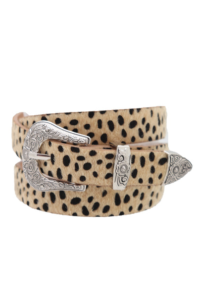 Brand New Women Animal Print Leopard Waistband Skinny Cheetah Belt Western Buckle Size M L