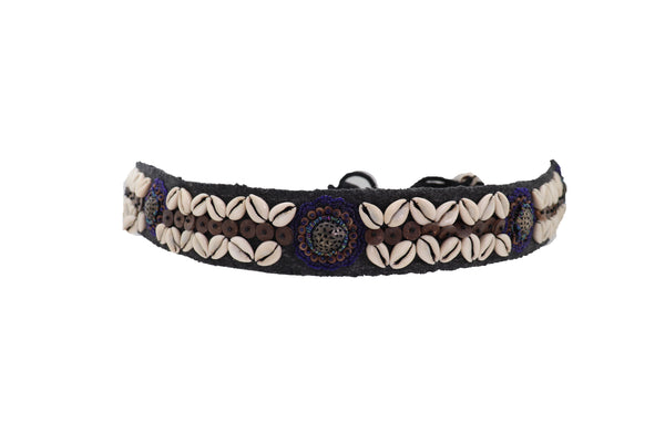 Brand New Women Waist Hip Ethnic Seashell Charm Black Fabric Tie Fashion Indian Belt Size M L XL