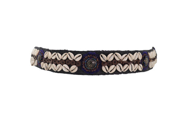 Brand New Women Waist Hip Ethnic Seashell Charm Black Fabric Tie Fashion Indian Belt Size M L XL