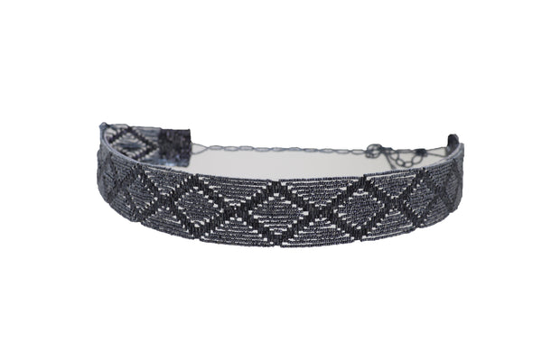 Brand New Women Hip High Waist Navy Blue Beads Waistband Wrap Around Tie Belt Fit Size M L