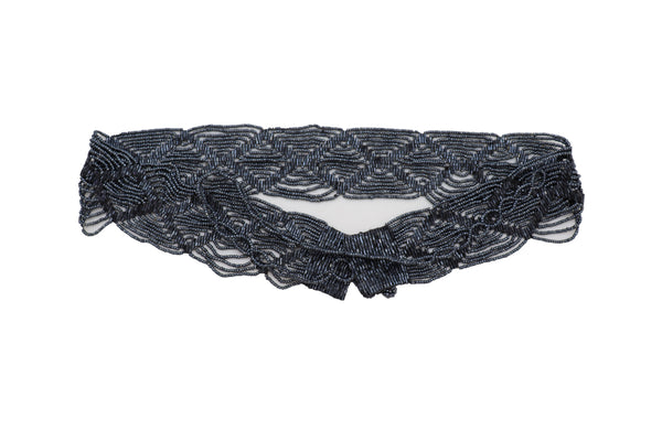 Brand New Women Hip High Waist Navy Blue Beads Waistband Wrap Around Tie Belt Fit Size M L