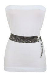 High Waist Hip Bronze Green Beads Wrap Around Tie Fashion Belt Size M L