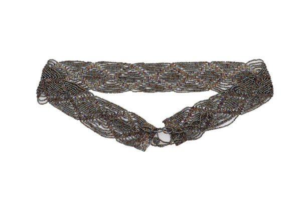 Brand New Women High Waist Hip Bronze Green Beads Wrap Around Tie Fashion Belt Size M L