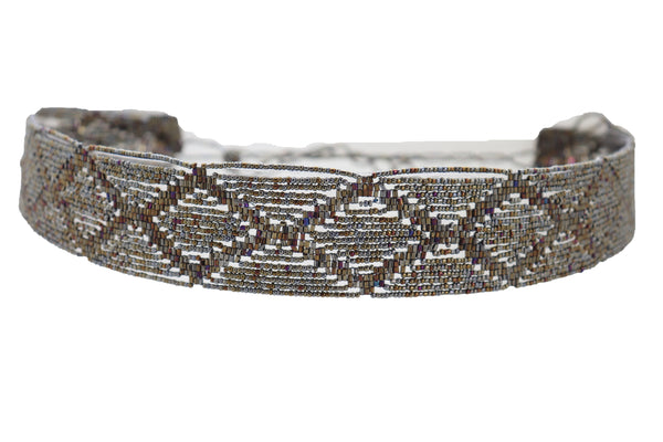 Brand New Women High Waist Hip Bronze Green Beads Wrap Around Tie Fashion Belt Size M L