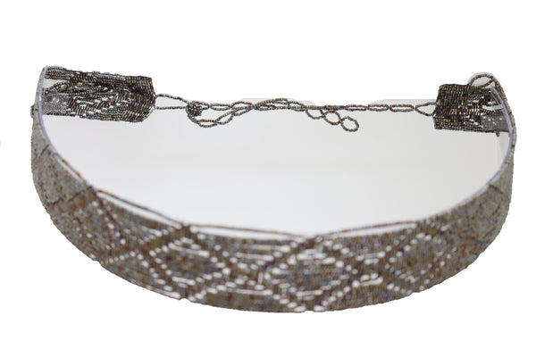 Women High Waist Hip Bronze Green Beads Wrap Around Tie Fashion Belt Adjustable Band Size M L