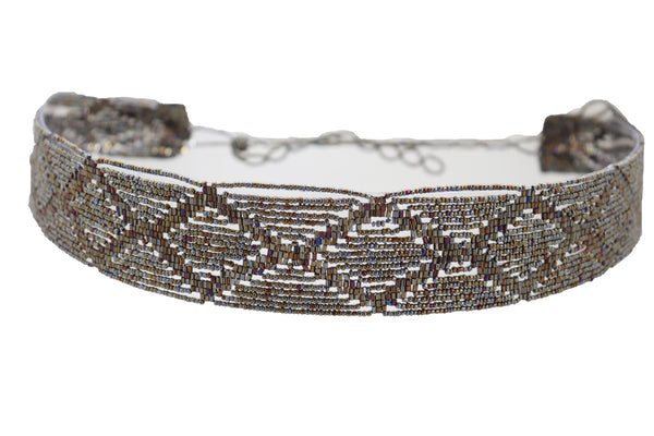 Brand New Women High Waist Hip Bronze Green Beads Wrap Around Tie Fashion Belt Size M L