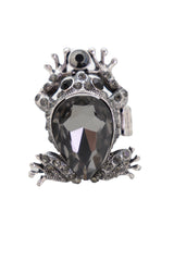 Women Silver Metal Frog Ring Elastic Band One Size Fits All Bling Style