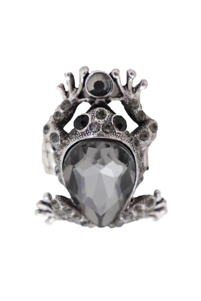 Women Silver Metal Frog Ring Fashion Jewelry Elastic Band One Size Fits All Bling Style
