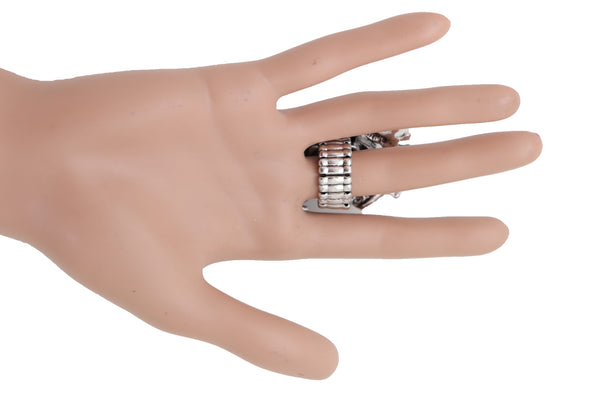 Women Silver Metal Frog Ring Fashion Jewelry Elastic Band One Size Fits All Bling Style
