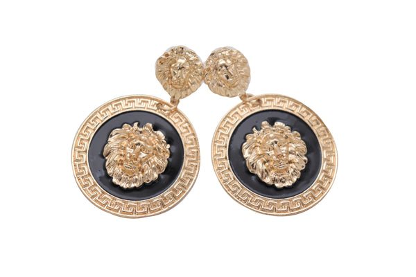 Brand New Women Big Hook Stud Earrings Set Fashion Jewelry Gold Lion Round Bling Jewelry