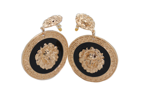 Brand New Women Big Hook Stud Earrings Set Fashion Jewelry Gold Lion Round Bling Jewelry